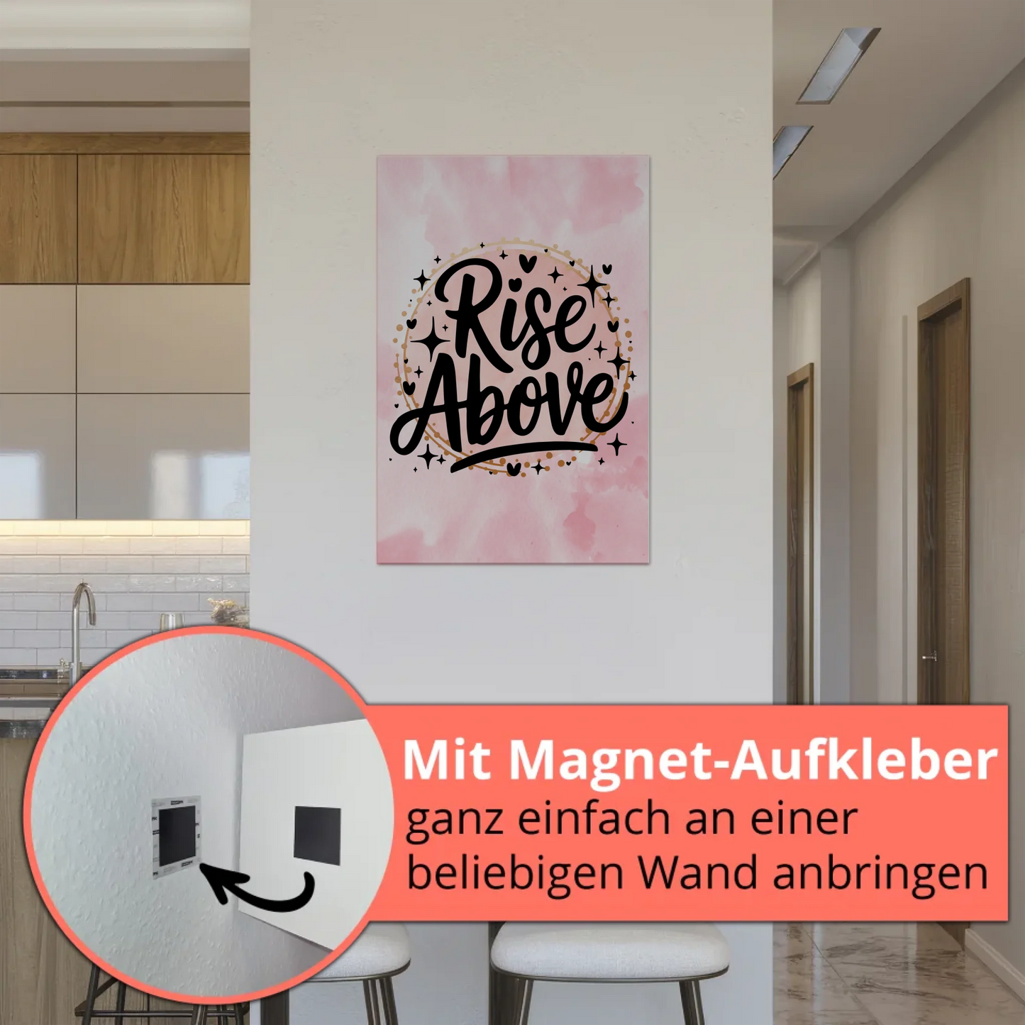 Magnet Poster mit Spruch Rise Above personalisiert