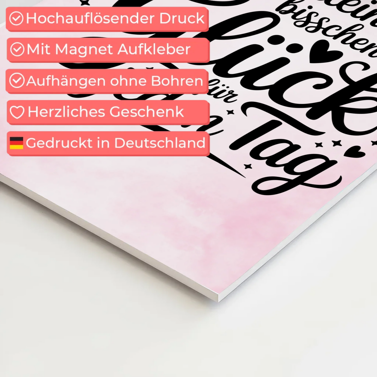 Sprüche Poster Magentisch - Glück für jeden Tag