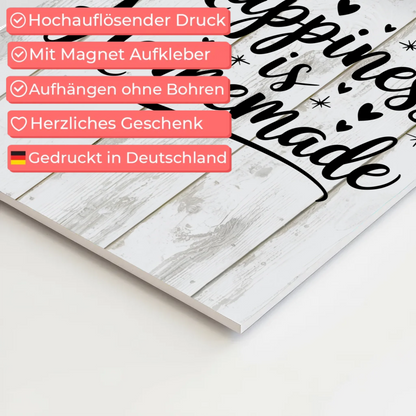 Happiness is Homemade Spruch Fotoboard Magnet Wandbild
