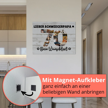 Magnetisches Fotoboard mit Unterschriften 70 Geburtstag Schwiegerpapa