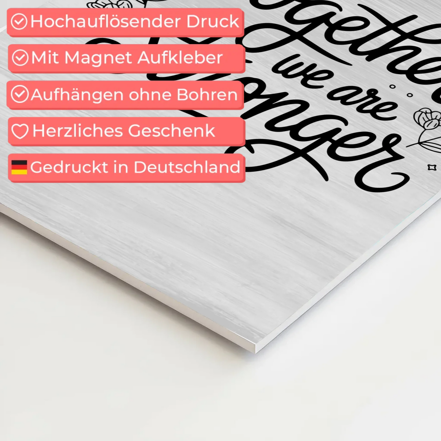 Spruch Fotoboard Magnet Wandbild Together We Are Stronger