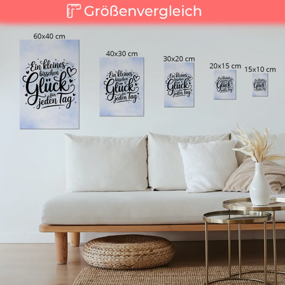 Spruch Fotoboard Magnet Wandbild - Glück für jeden Tag