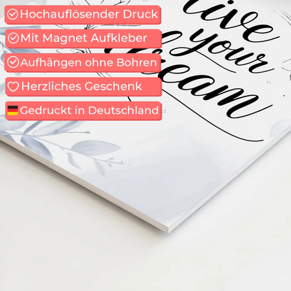 Sprüche Poster Magentisch - Live Your Dream Geschenk