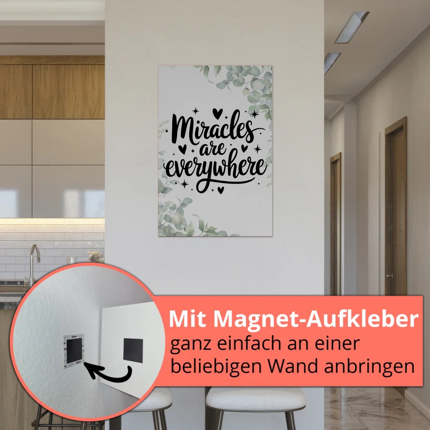 Magnet Poster mit Spruch Miracles are everywhere
