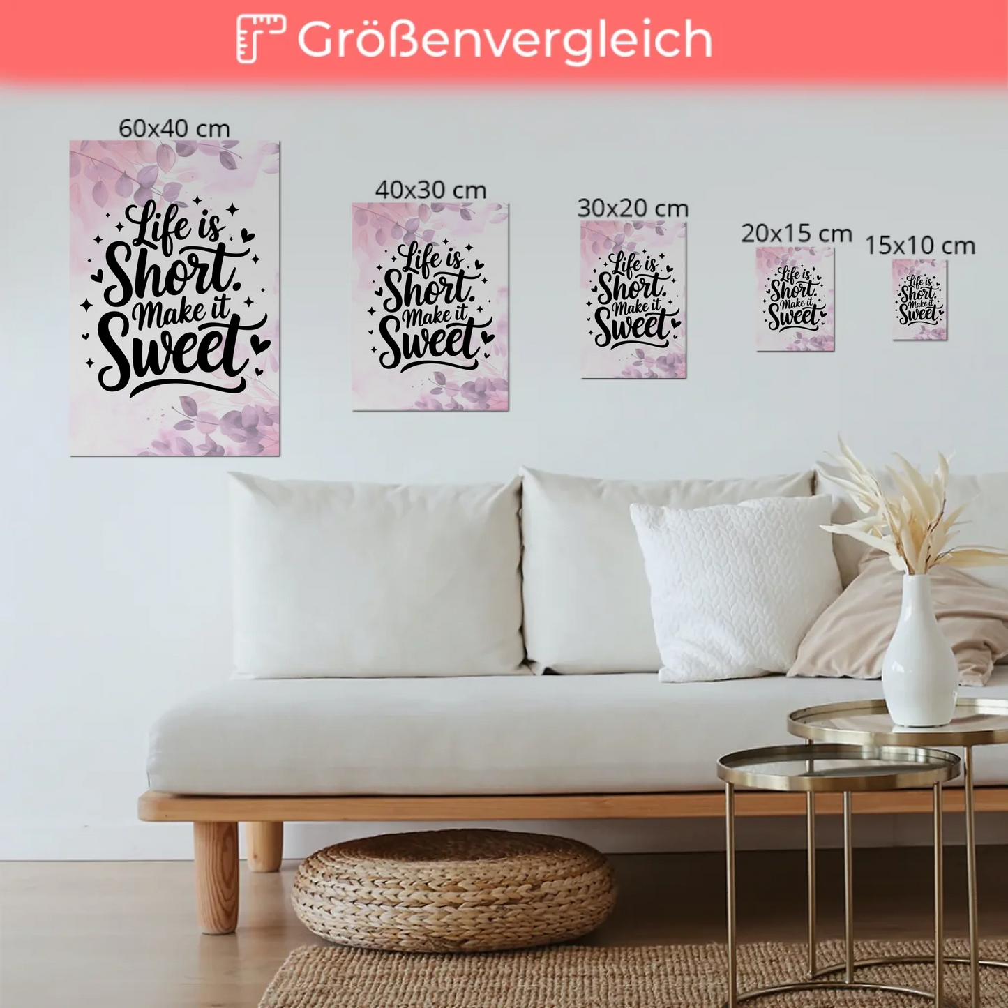 Sprüche Poster Magentisch Life is Short Make it Sweet