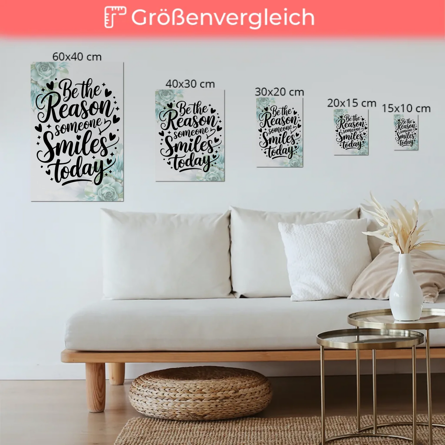 Spruch Fotoboard Magnet Wandbild Be the Reason Smiles