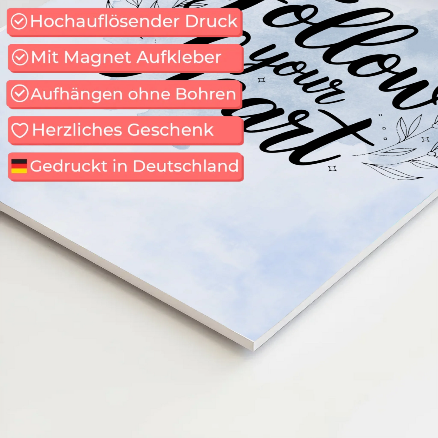 Magnet Poster Spruch Follow Your Heart personalisiert