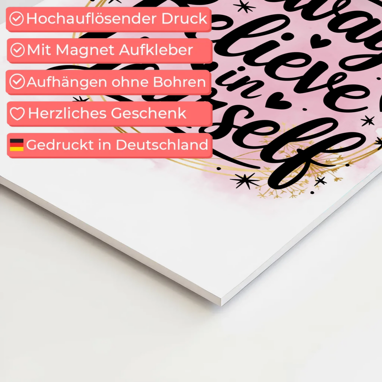 Magnet Poster mit Spruch Always believe in yourself