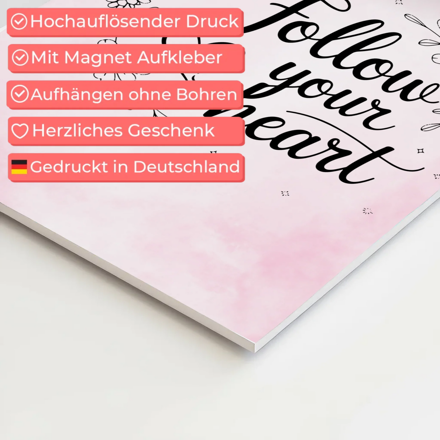 Spruch Fotoboard Magnet Wandbild Follow Your Heart