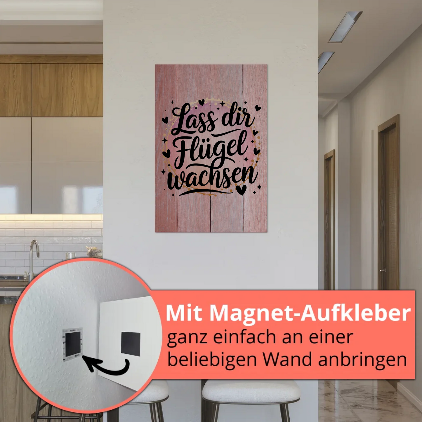 Spruch Fotoboard Magnet Wandbild Lass dir Flügel wachsen