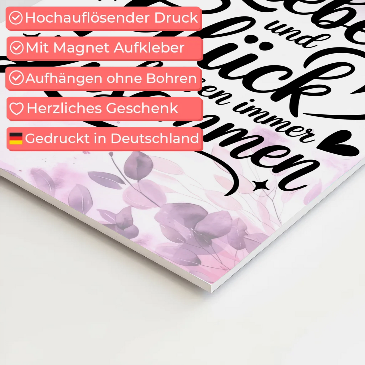 Spruch Fotoboard Magnet Wandbild Liebe Glück Geschenk