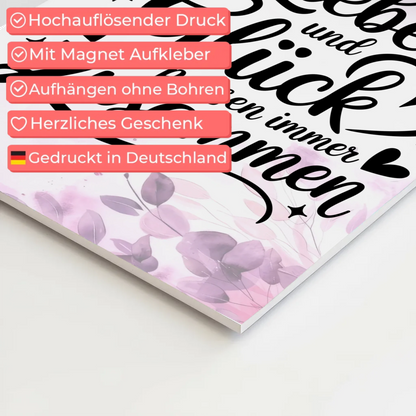 Spruch Fotoboard Magnet Wandbild Liebe Glück Geschenk