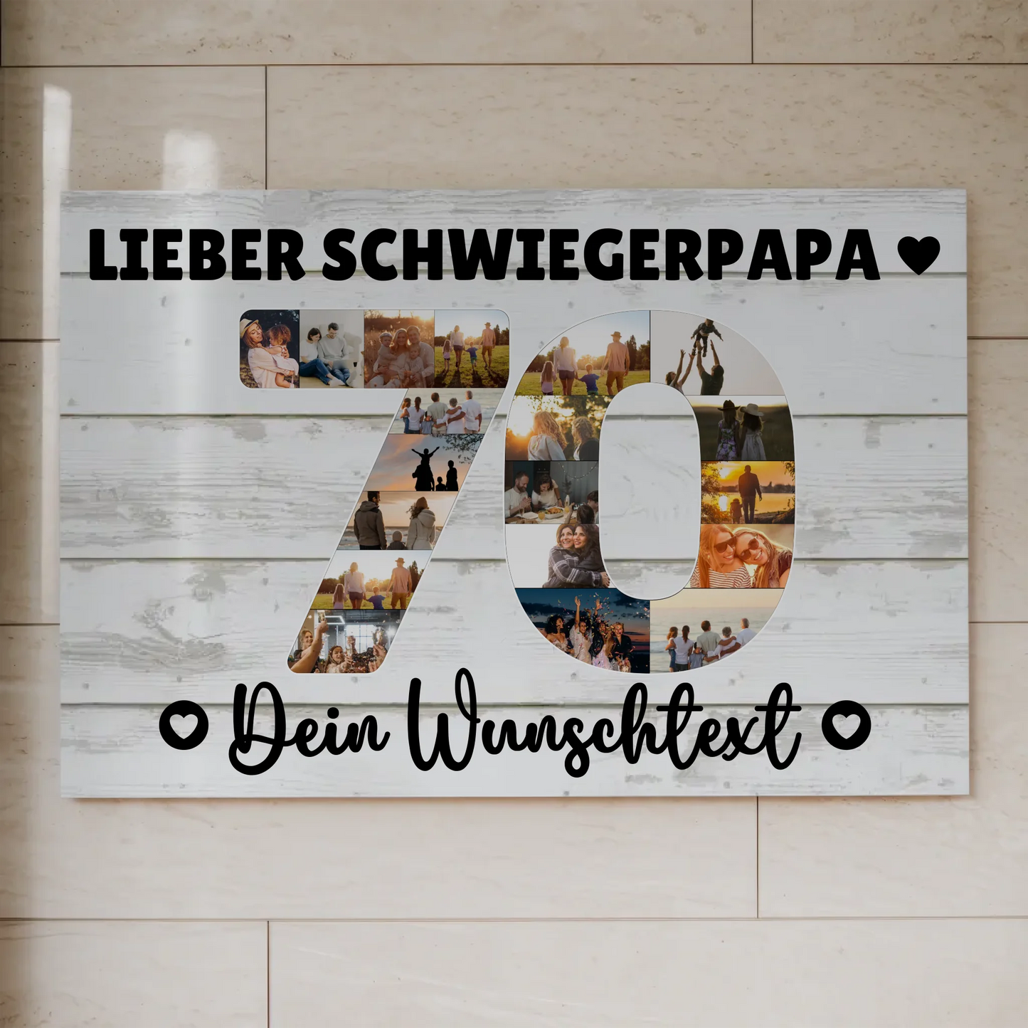 Magnetisches Fotoboard mit Unterschriften 70 Geburtstag Schwiegerpapa