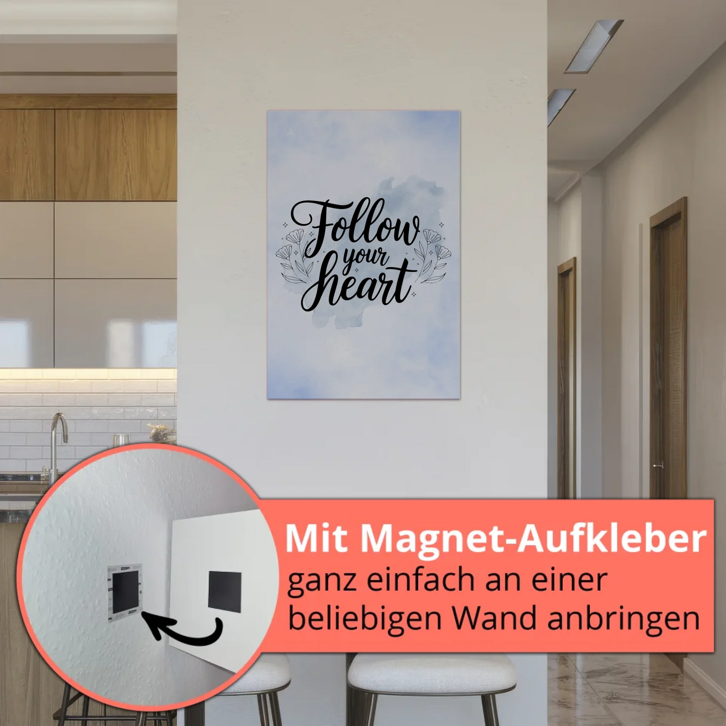 Magnet Poster Spruch Follow Your Heart personalisiert