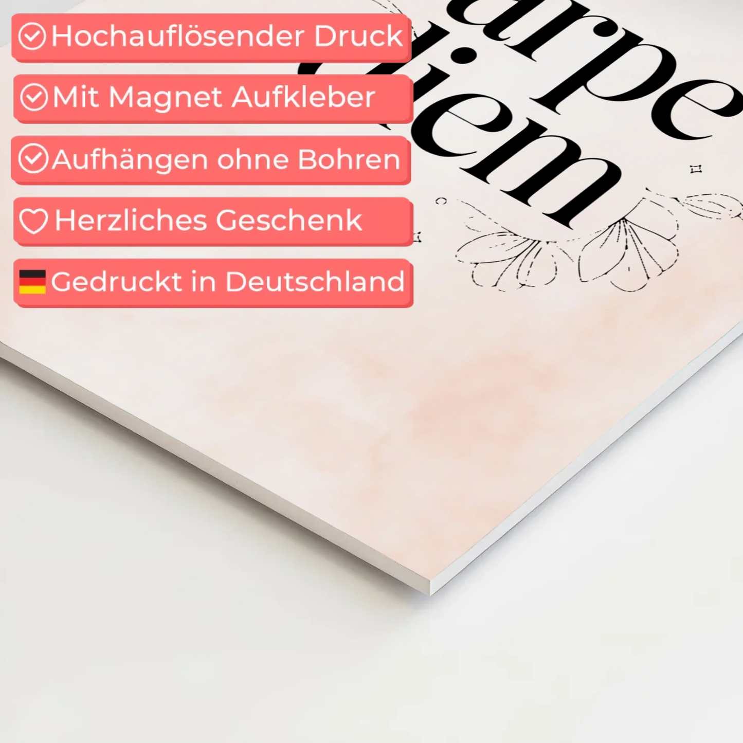 Magnet Poster mit Spruch Carpe Diem personalisiert