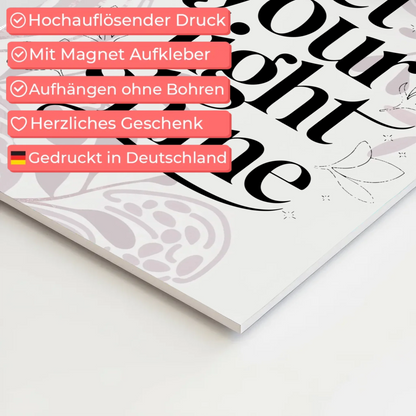 Spruch Fotoboard Magnet Wandbild Let Your Light Shine