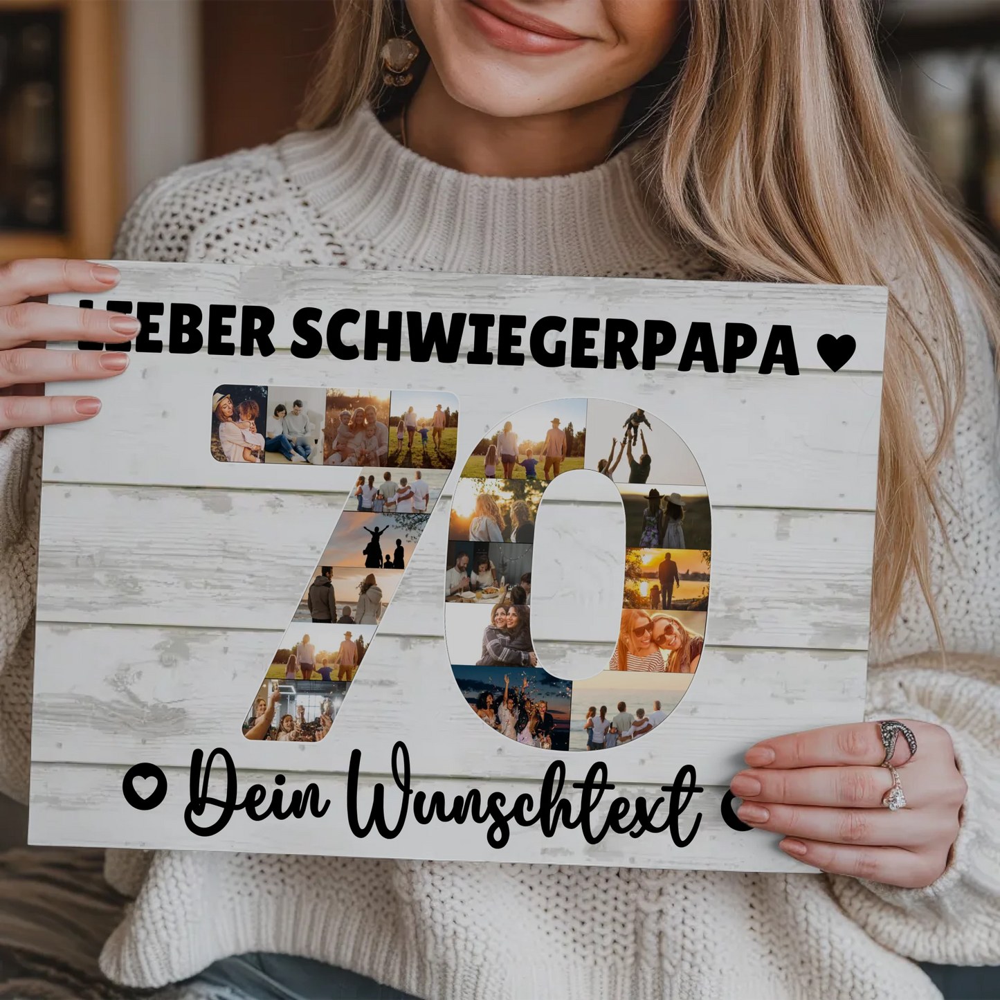 Magnetisches Fotoboard mit Unterschriften 70 Geburtstag Schwiegerpapa