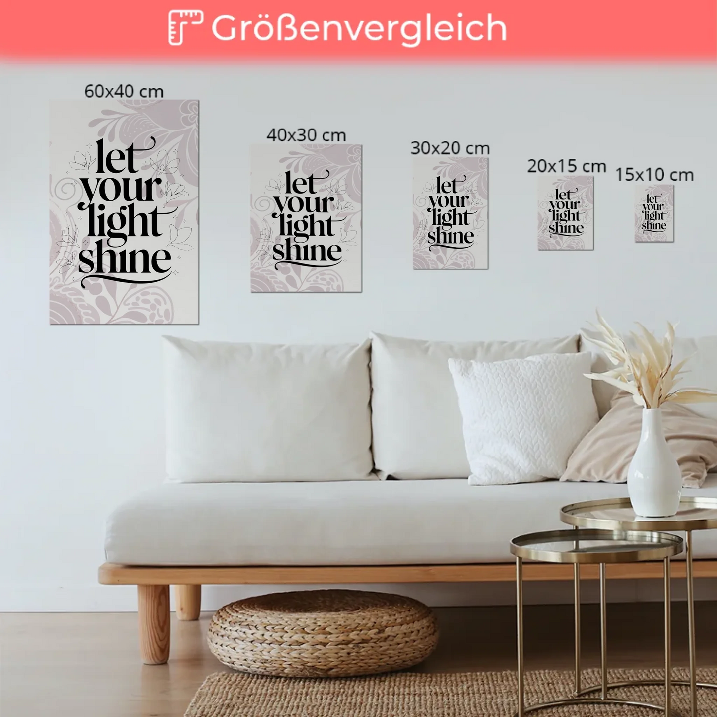 Spruch Fotoboard Magnet Wandbild Let Your Light Shine