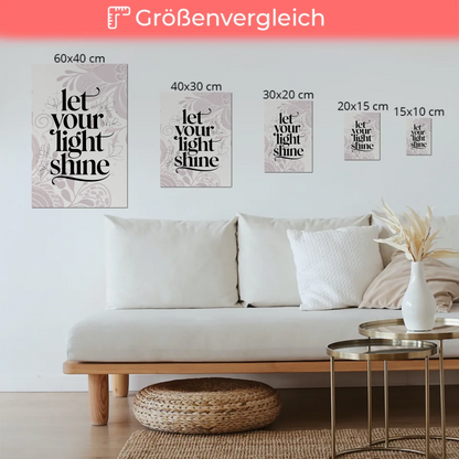 Spruch Fotoboard Magnet Wandbild Let Your Light Shine