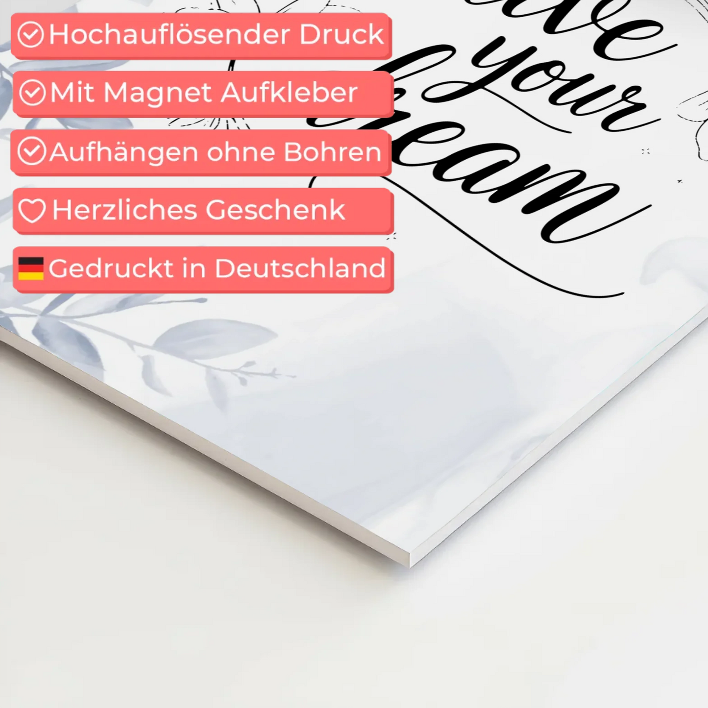 Sprüche Poster Magentisch - Live Your Dream Geschenk