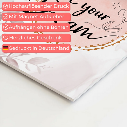 Magnet Poster mit Spruch Live your dream personalisiert Fotoboard