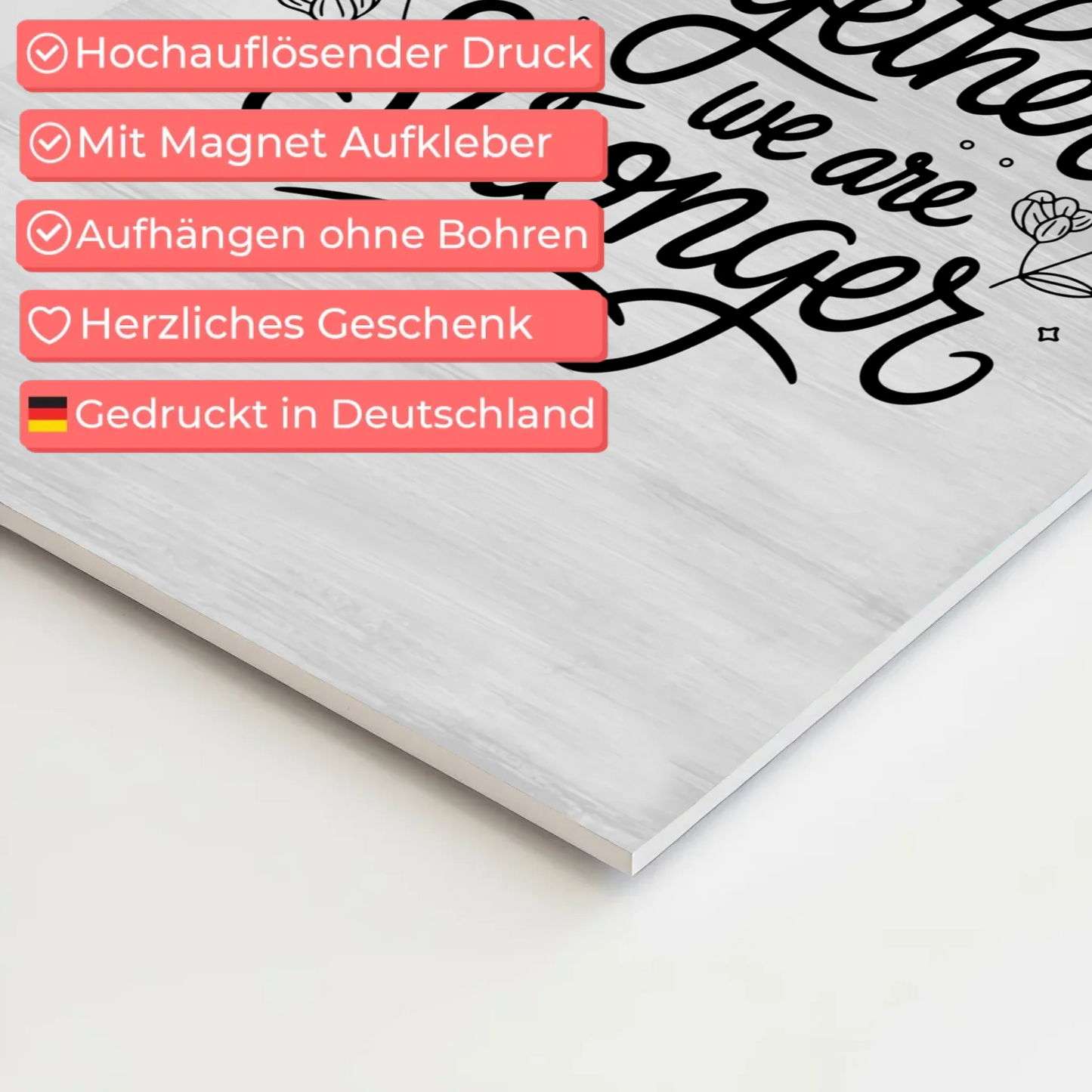 Spruch Fotoboard Magnet Wandbild Together We Are Stronger