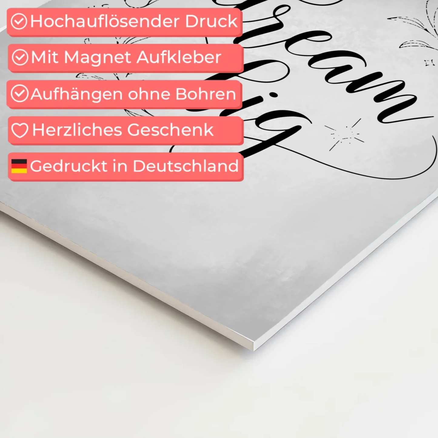 Sprüche Poster Magentisch Dream Big personalisiert