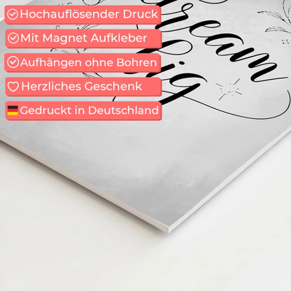 Sprüche Poster Magentisch Dream Big personalisiert