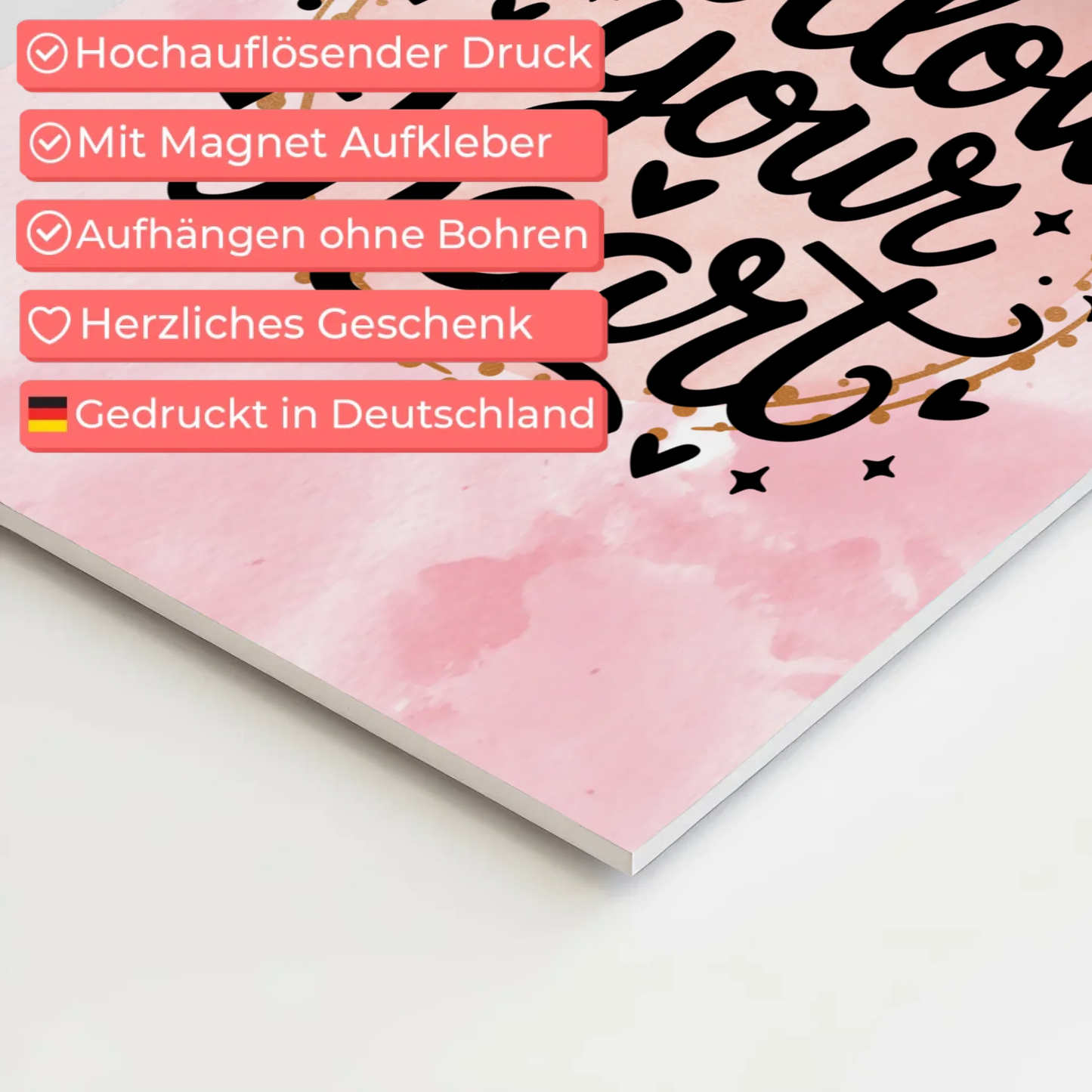 Sprüche Poster Magentisch - Follow Your Heart Design