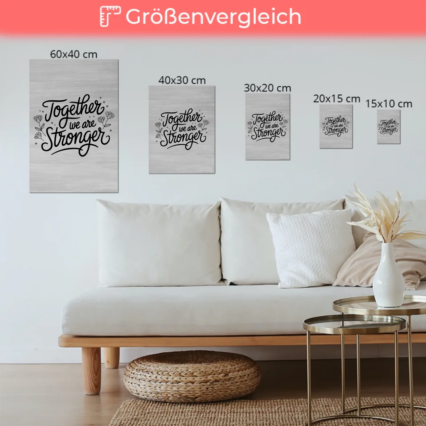 Spruch Fotoboard Magnet Wandbild Together We Are Stronger