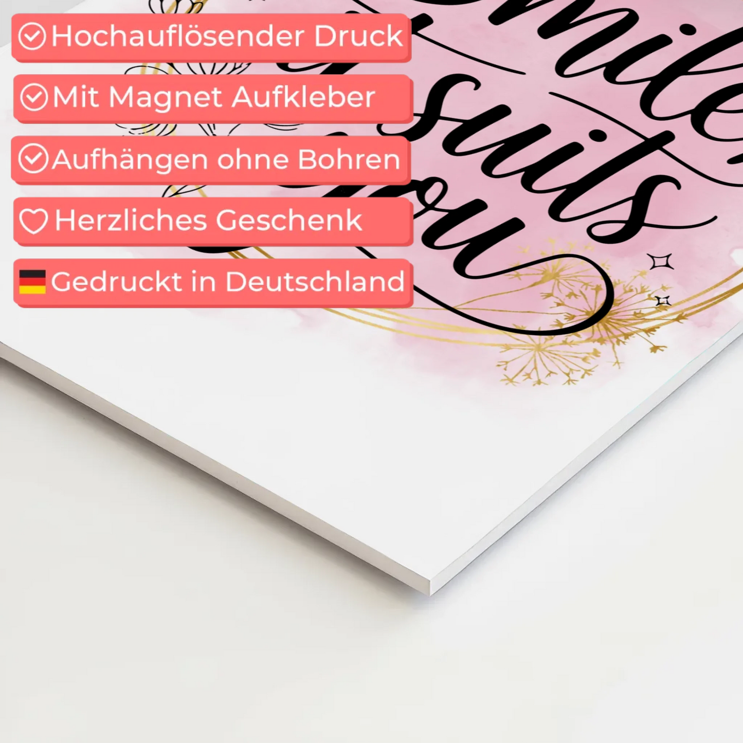 Sprüche Poster Magentisch Smile It Suits You Geschenk