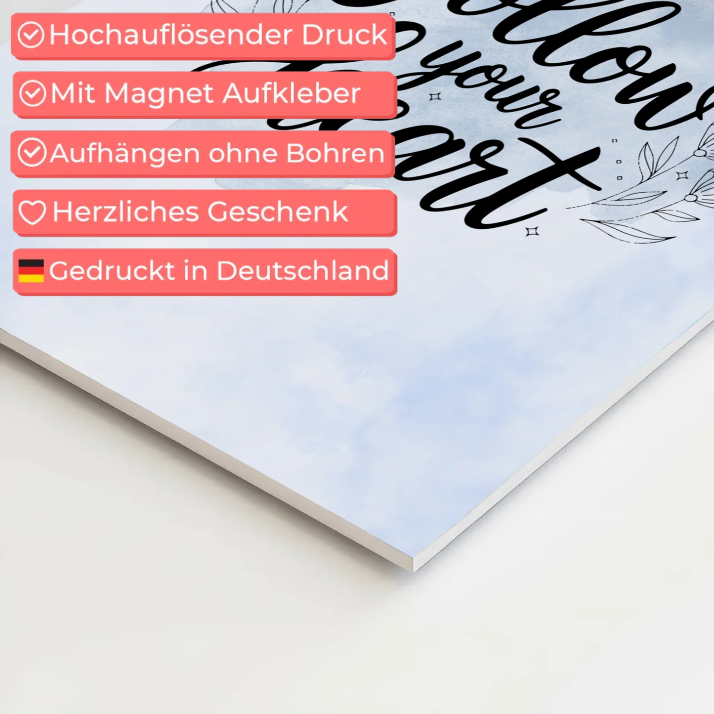 Magnet Poster Spruch Follow Your Heart personalisiert