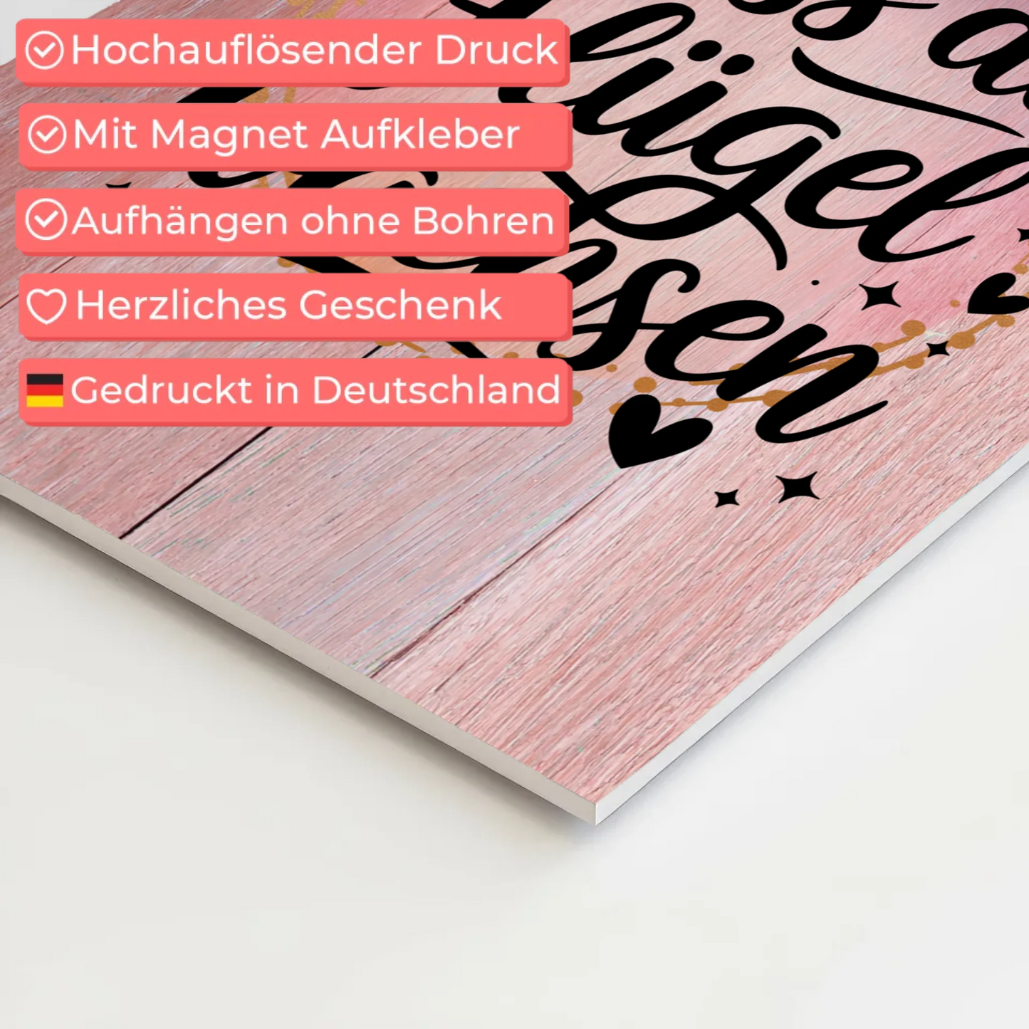 Spruch Fotoboard Magnet Wandbild Lass dir Flügel wachsen