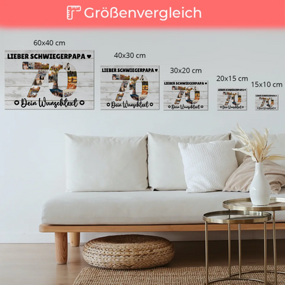 Magnetisches Fotoboard mit Unterschriften 70 Geburtstag Schwiegerpapa