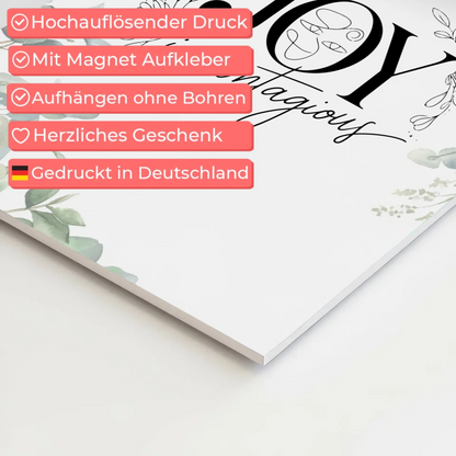 Magnet Poster Spruch Joy is Contagious Geschenkidee