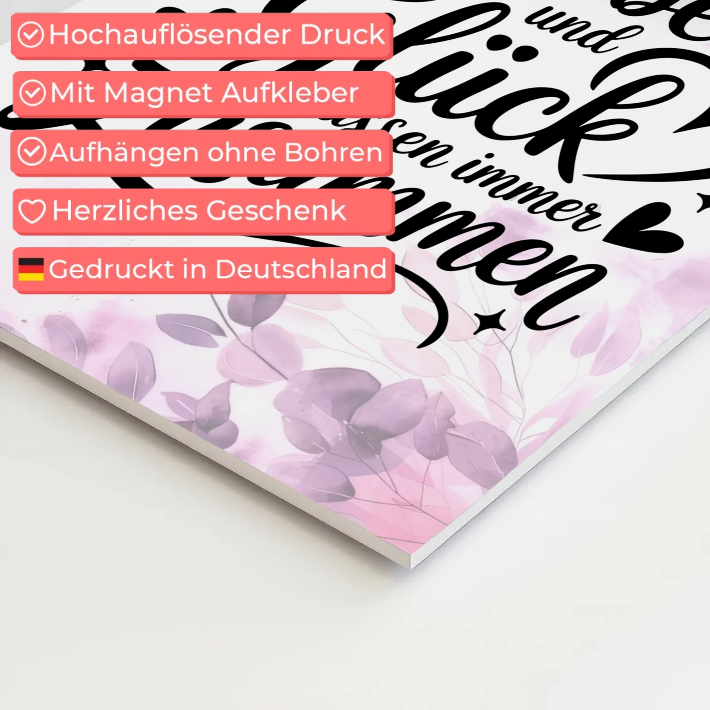 Spruch Fotoboard Magnet Wandbild Liebe Glück Geschenk