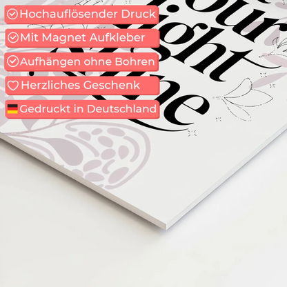 Spruch Fotoboard Magnet Wandbild Let Your Light Shine
