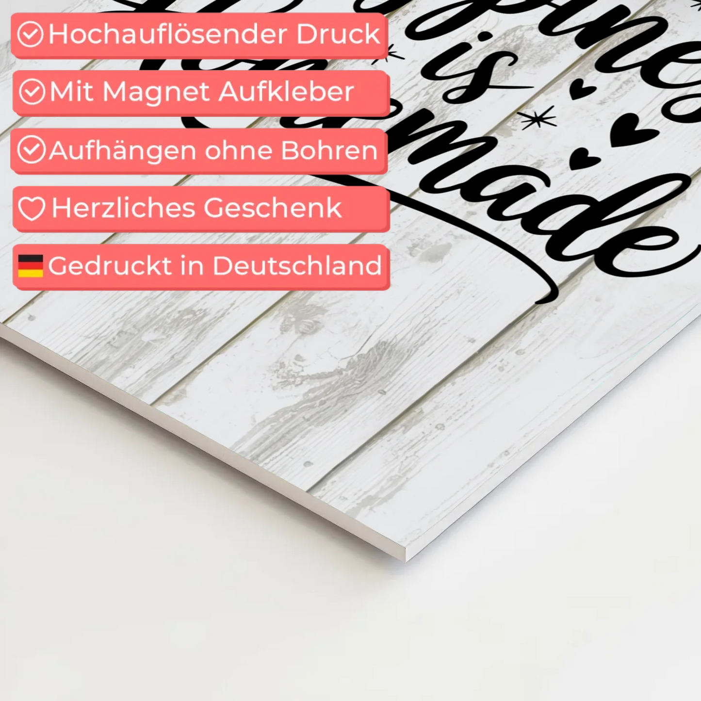 Happiness is Homemade Spruch Fotoboard Magnet Wandbild