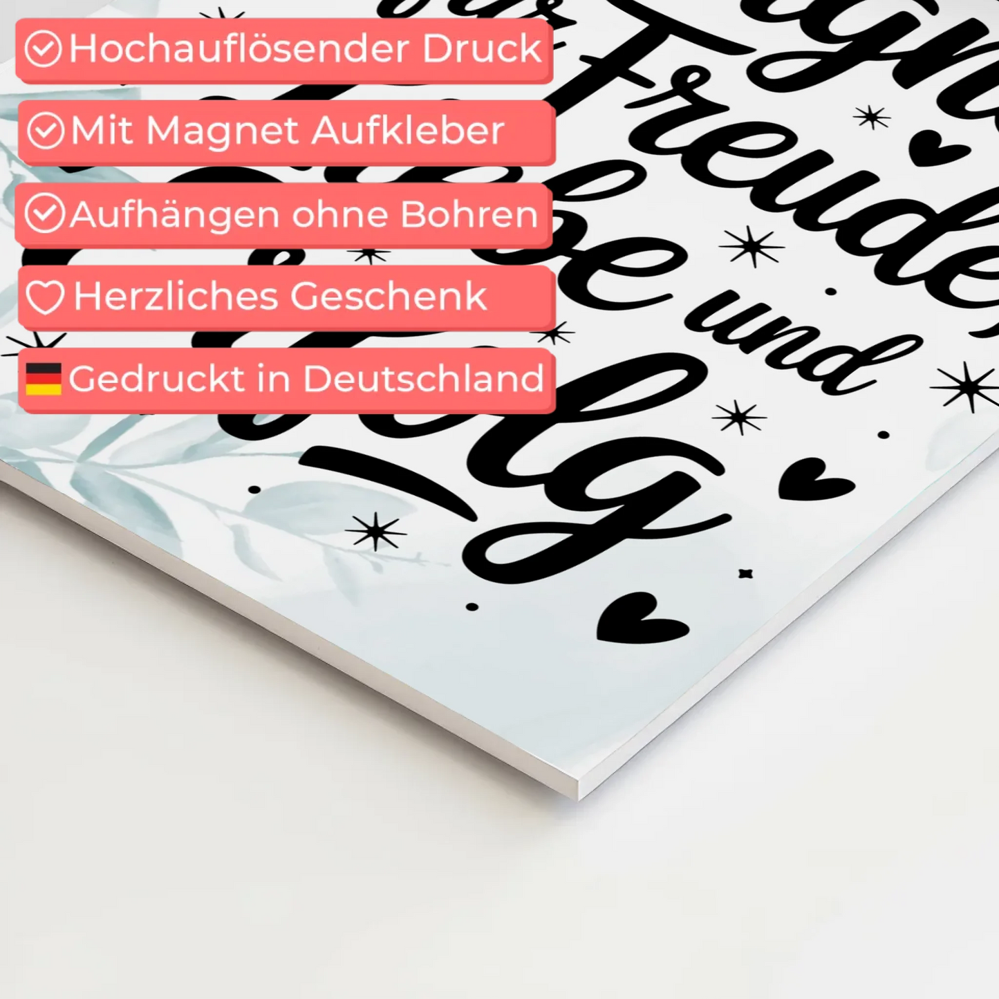 Affirmation Magnet Poster - Positiv: Freude, Liebe, Erfolg