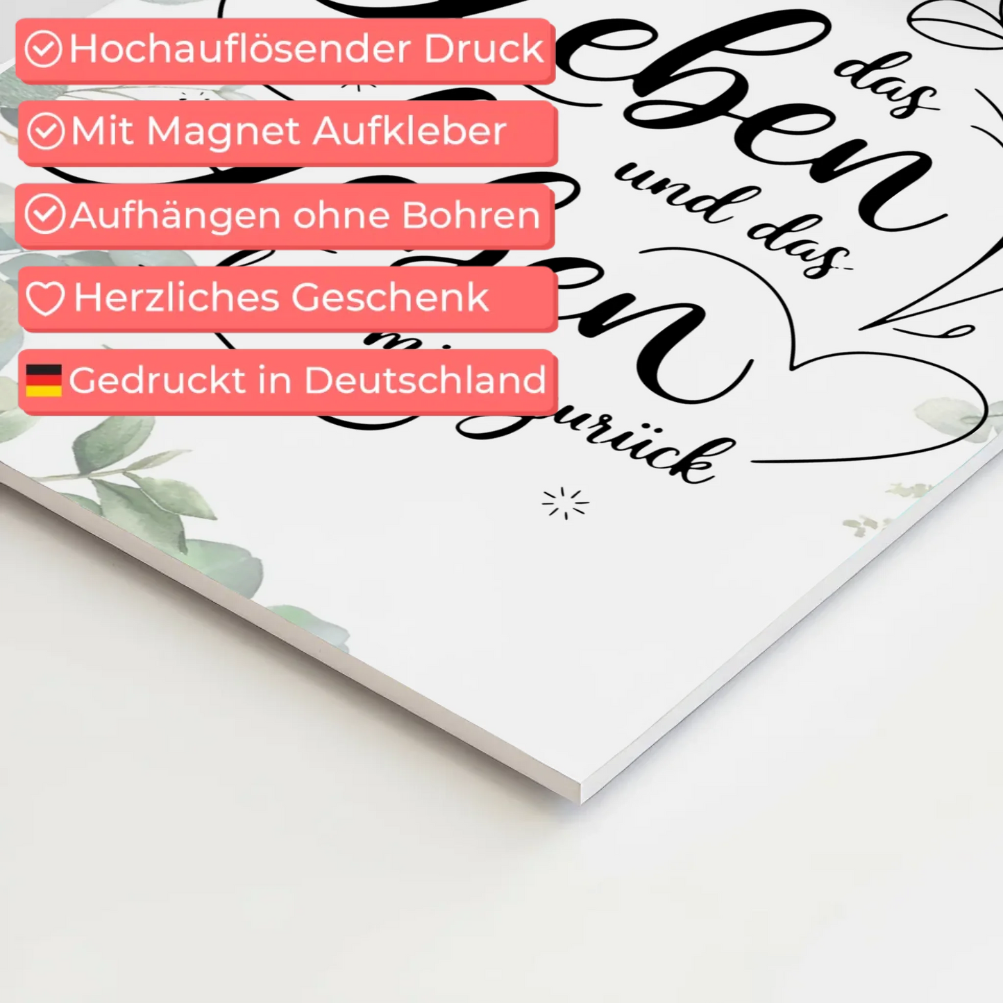 Affirmation Magnet Poster Spruch Ich liebe das Leben