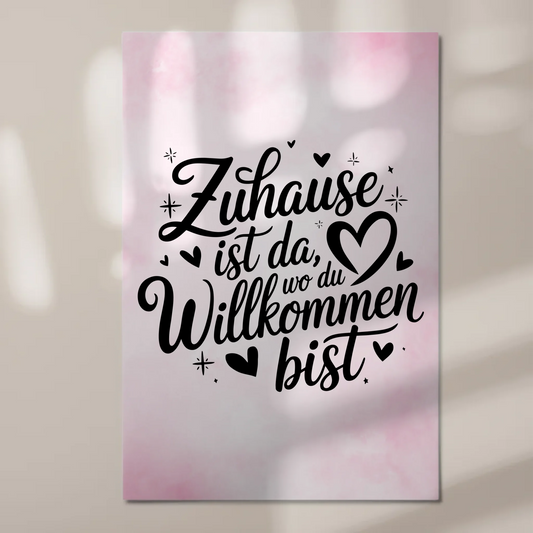 Magnet Poster mit Spruch Zuhause Willkommen Geschenk