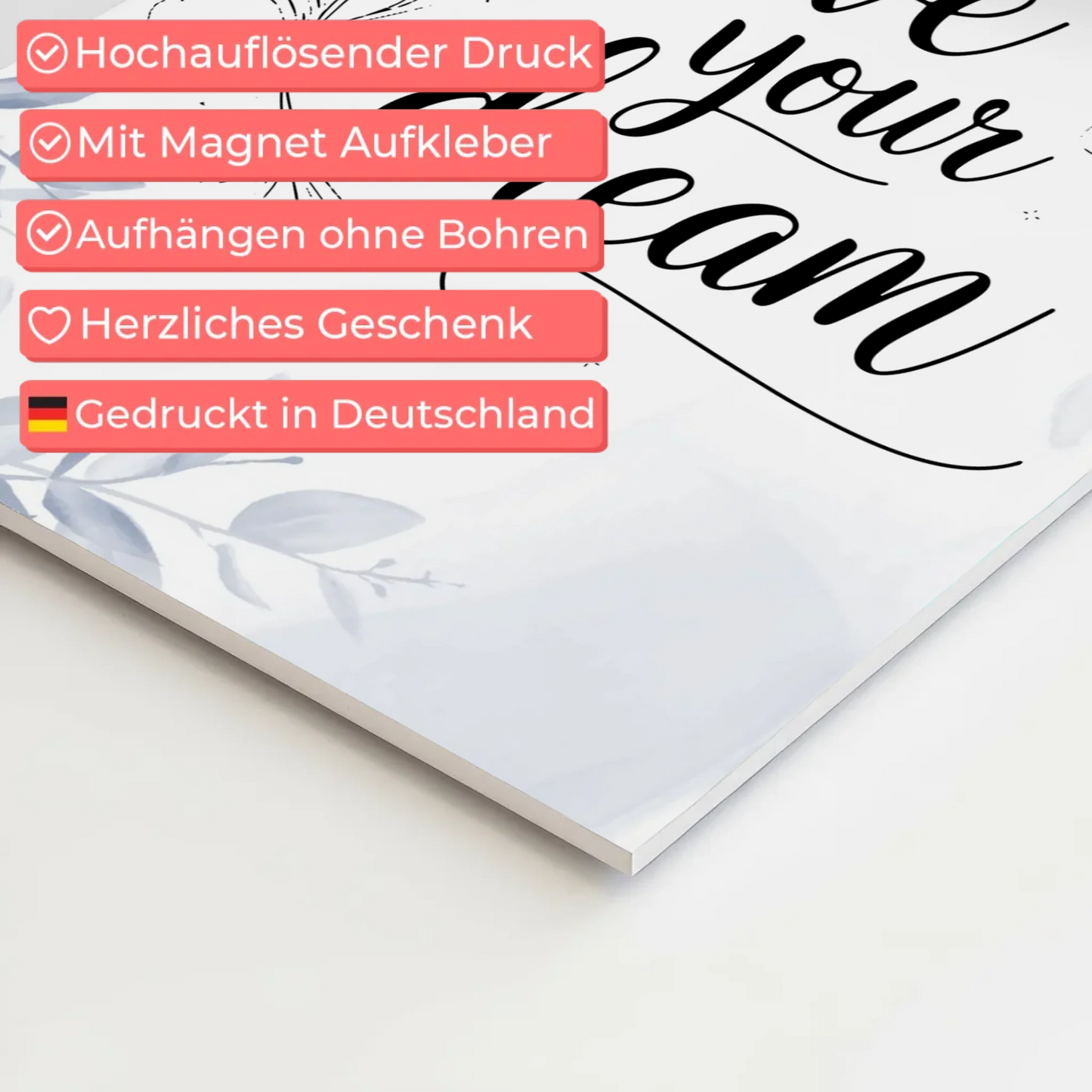 Sprüche Poster Magentisch - Live Your Dream Geschenk