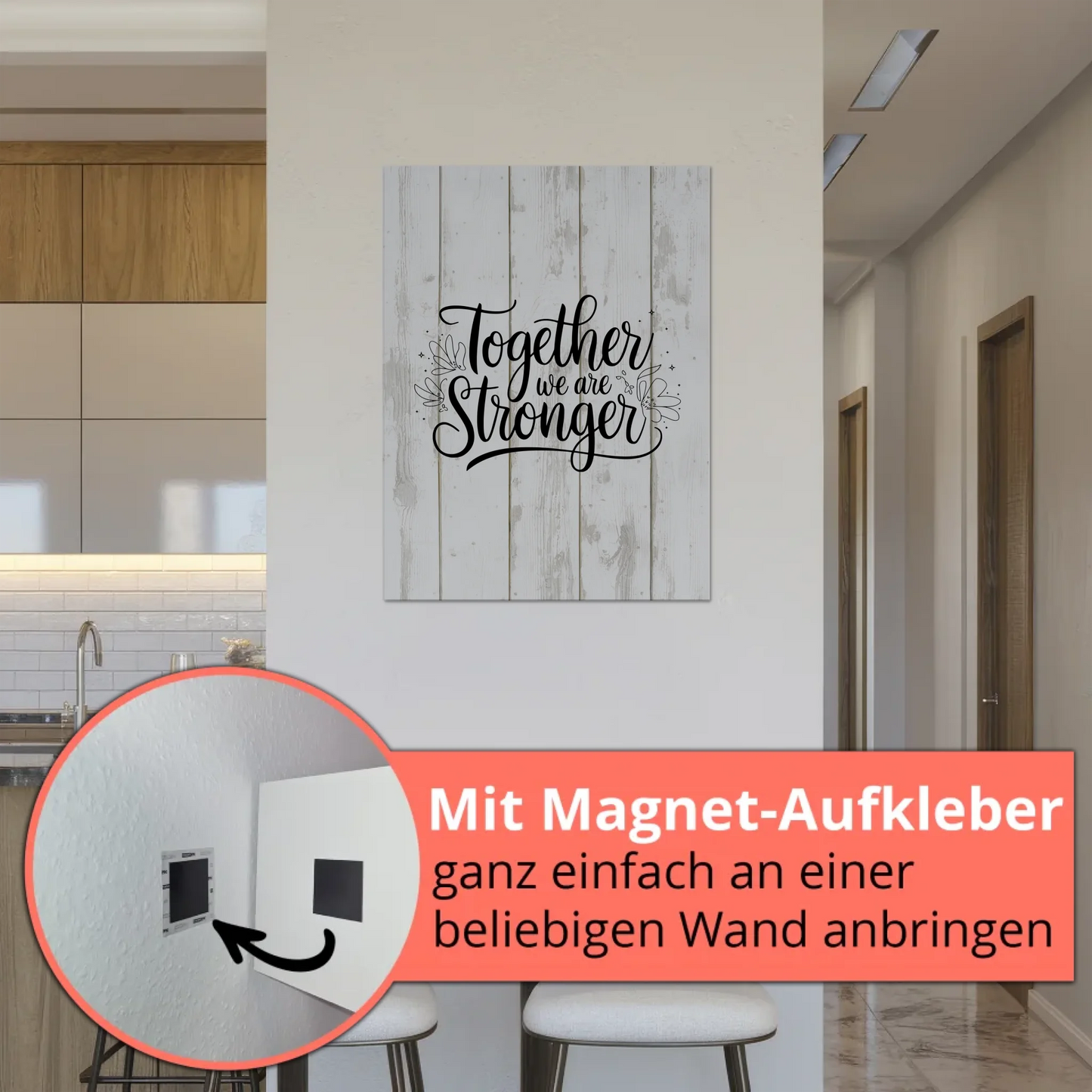 Magnet Poster Spruch Together we are stronger Geschenk