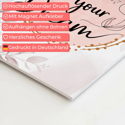 Magnet Poster mit Spruch Live your dream personalisiert Fotoboard