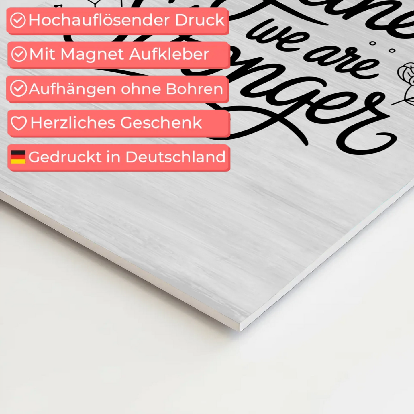 Spruch Fotoboard Magnet Wandbild Together We Are Stronger