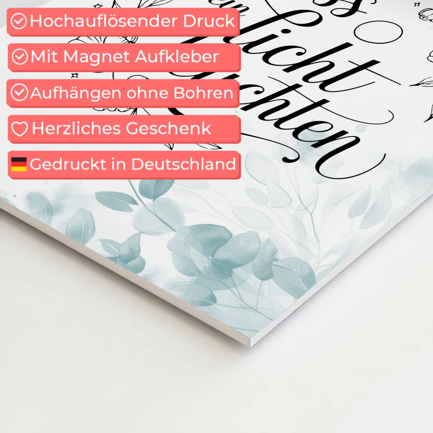 Spruch Fotoboard Magnet Wandbild Lass dein Licht leuchten