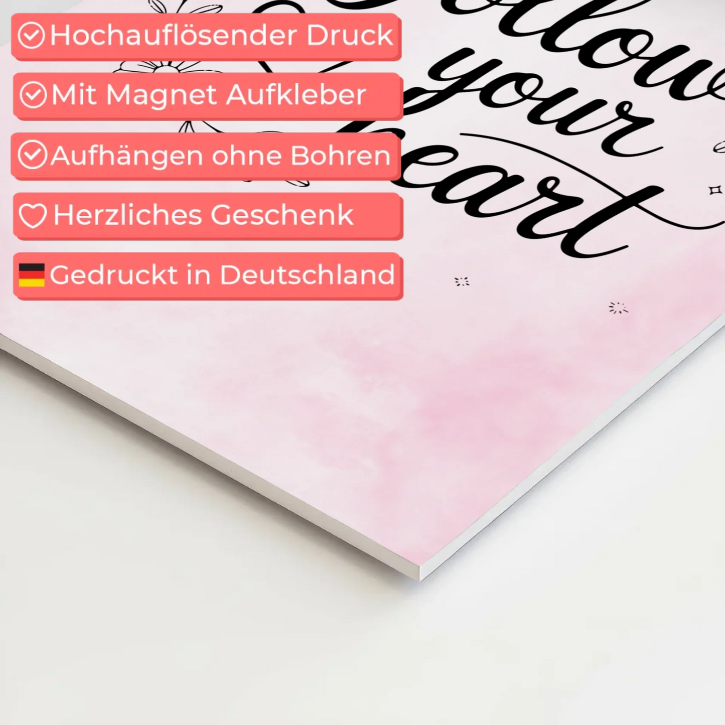 Spruch Fotoboard Magnet Wandbild Follow Your Heart