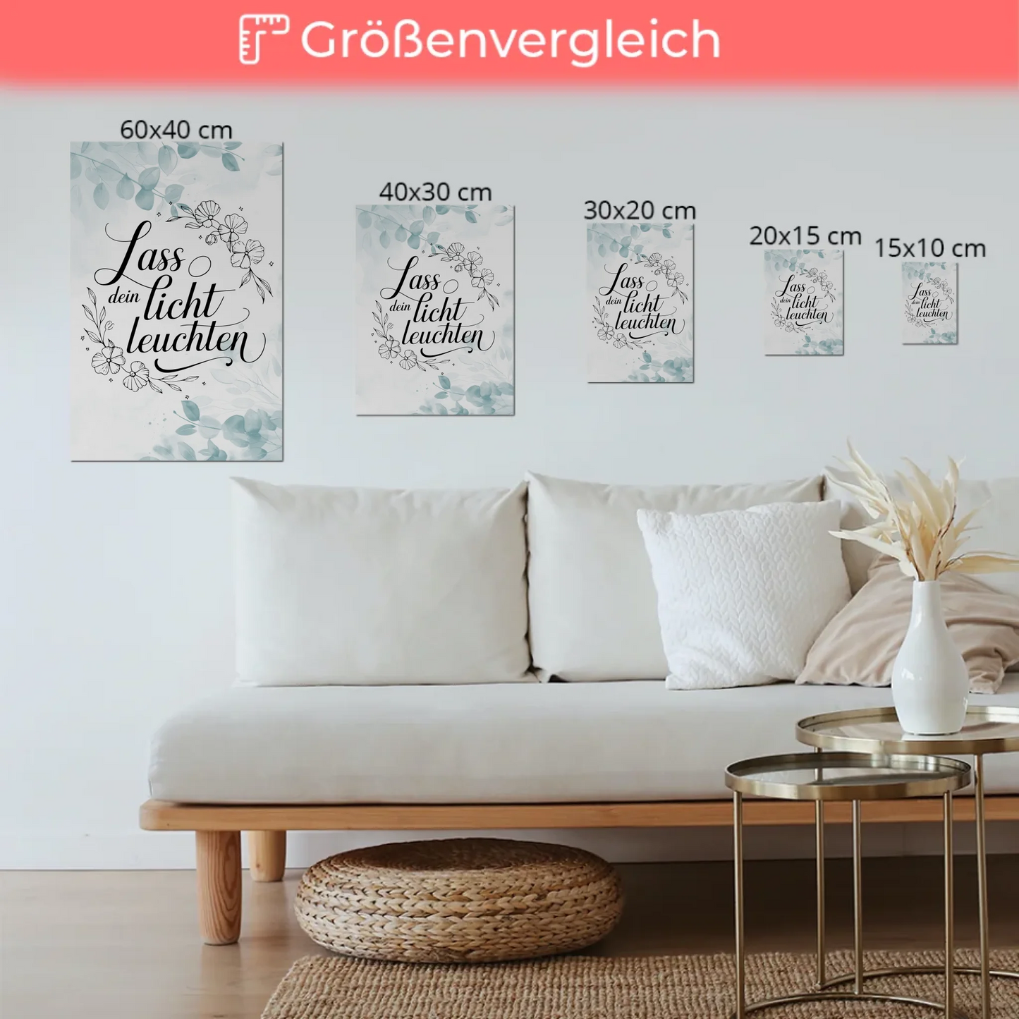 Spruch Fotoboard Magnet Wandbild Lass dein Licht leuchten