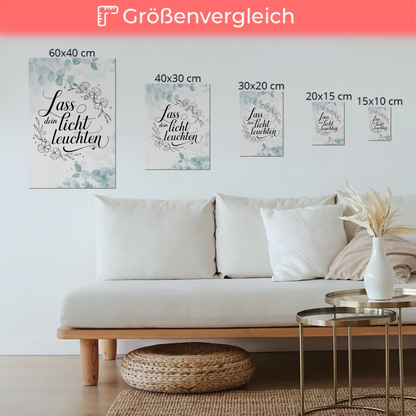 Spruch Fotoboard Magnet Wandbild Lass dein Licht leuchten