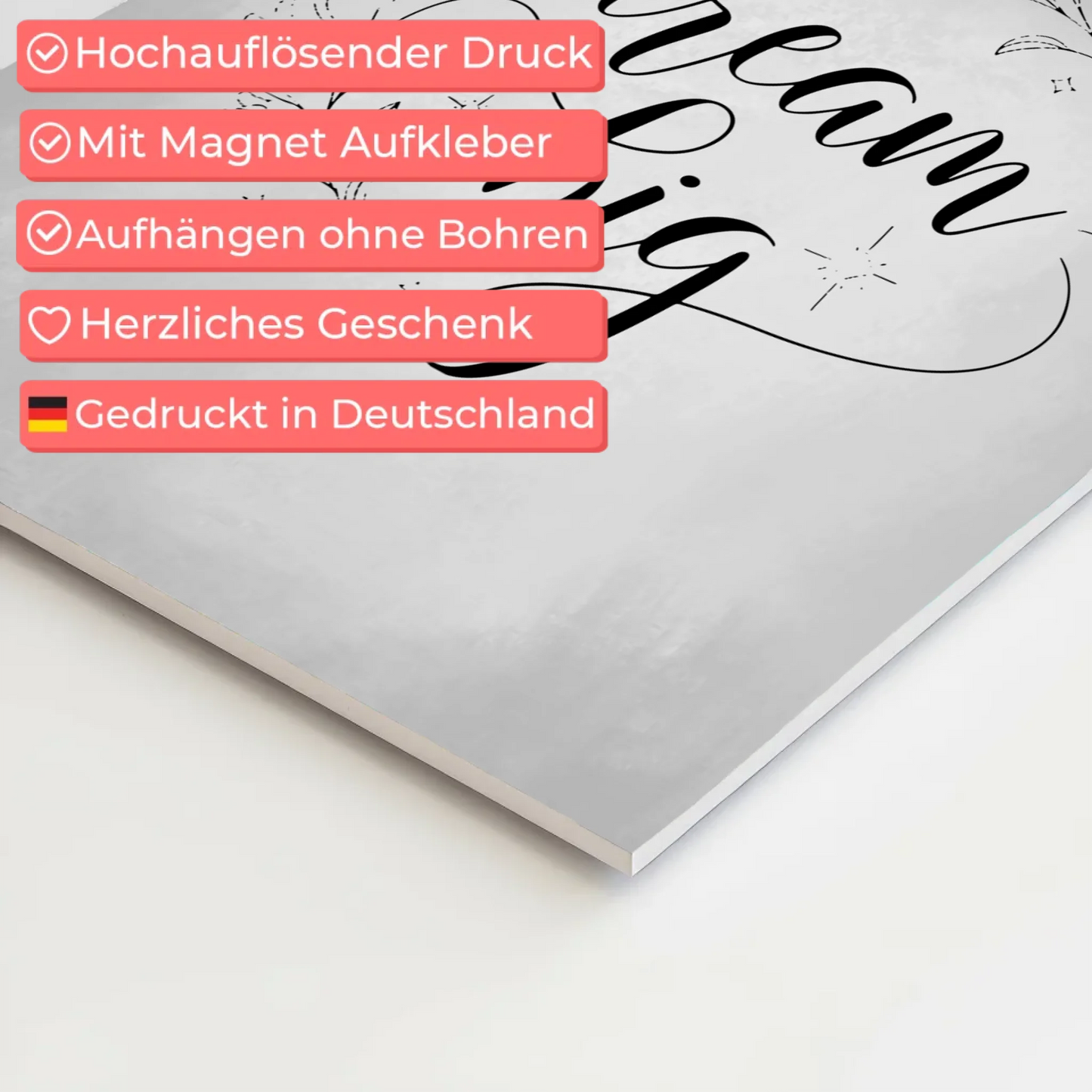 Sprüche Poster Magentisch Dream Big personalisiert